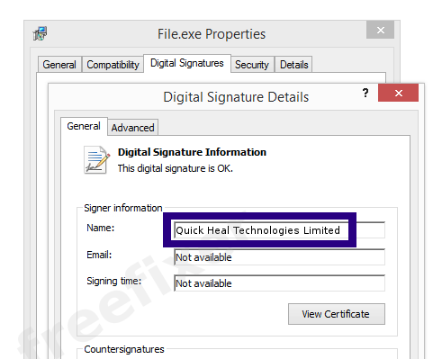 Screenshot of the Quick Heal Technologies Limited certificate